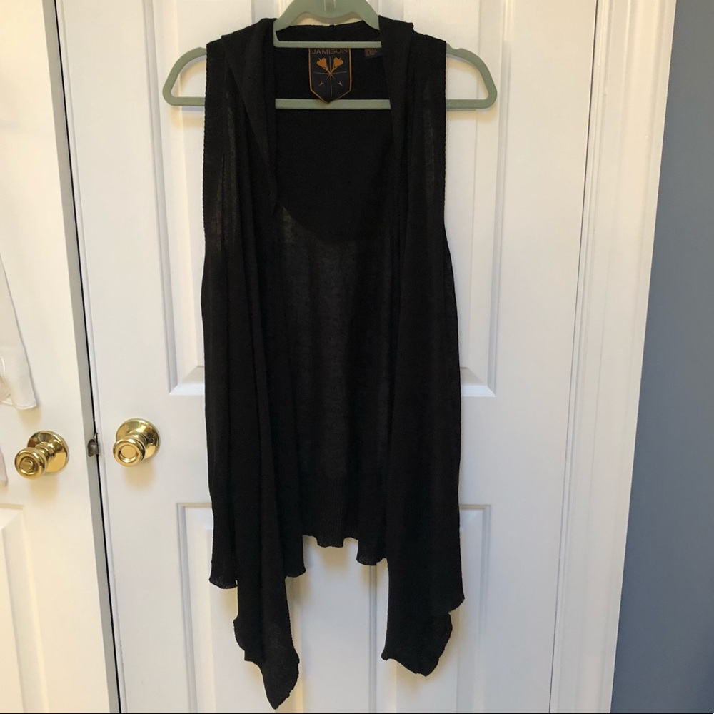 Jamison linen draped vest with hood